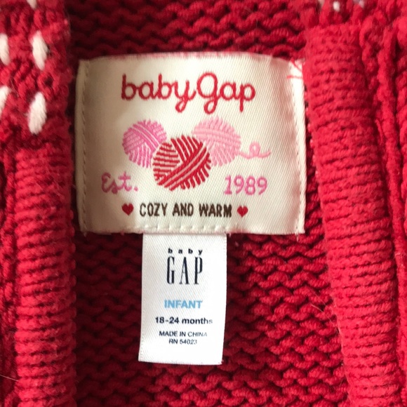 Baby gap red knit sweater 18-24 months - Picture 2 of 3